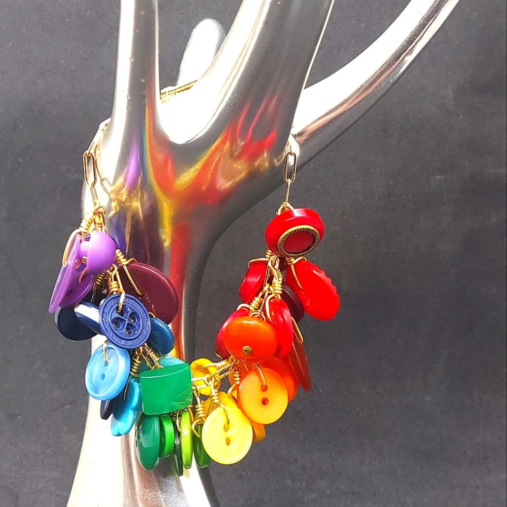 Gay Pride Flag Vintage/Modern Button Bracelet